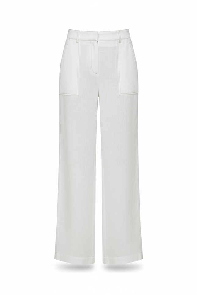 Ensemble Gilet Pantalon Lin Femme - Blanc - vue 3