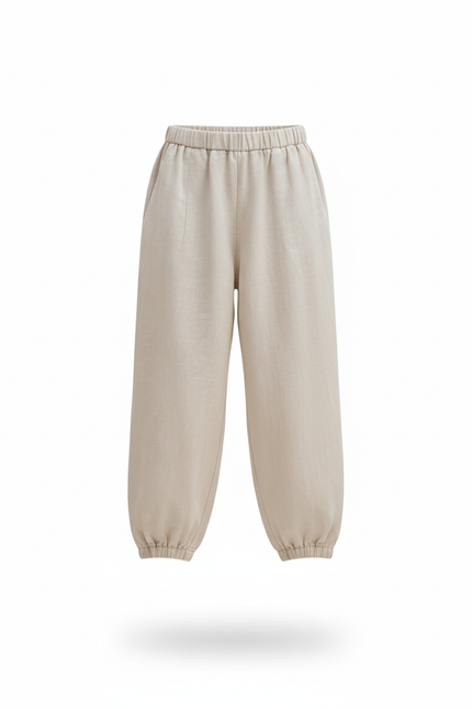Pantalon En Lin Beige Ample Sarouel Fille - vue 3