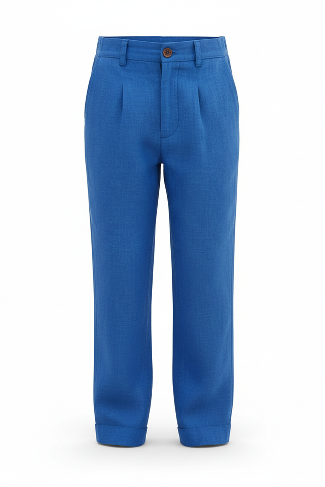 Pantalon Lin Bleu Electrique - vue 3