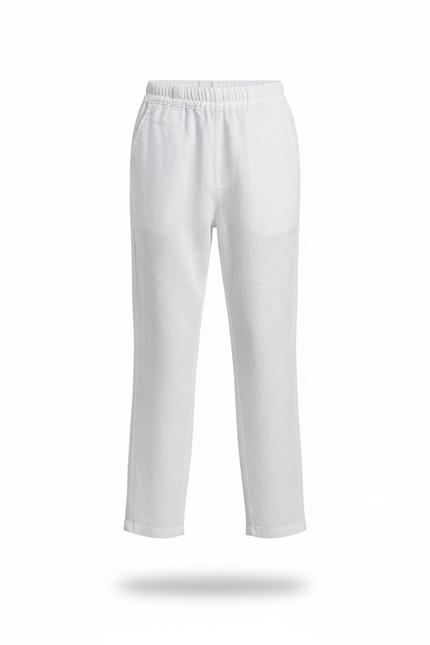 Pantalon En Lin Blanc Ample Léger Cordon Garçon - vue 3
