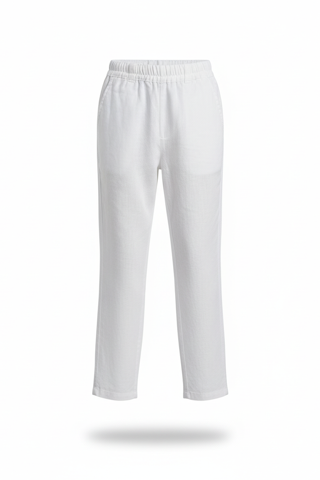 Pantalon En Lin Blanc Ample Léger Cordon Garçon - vue 3