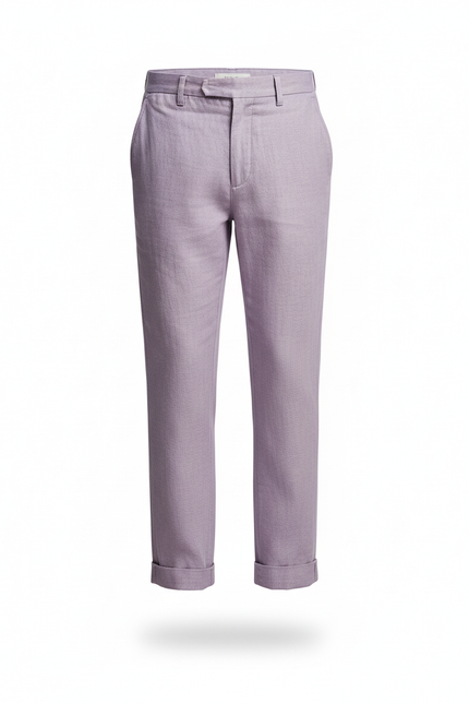 Pantalon En Lin Violet Droit Enfant Élégant Décontracté - vue 3