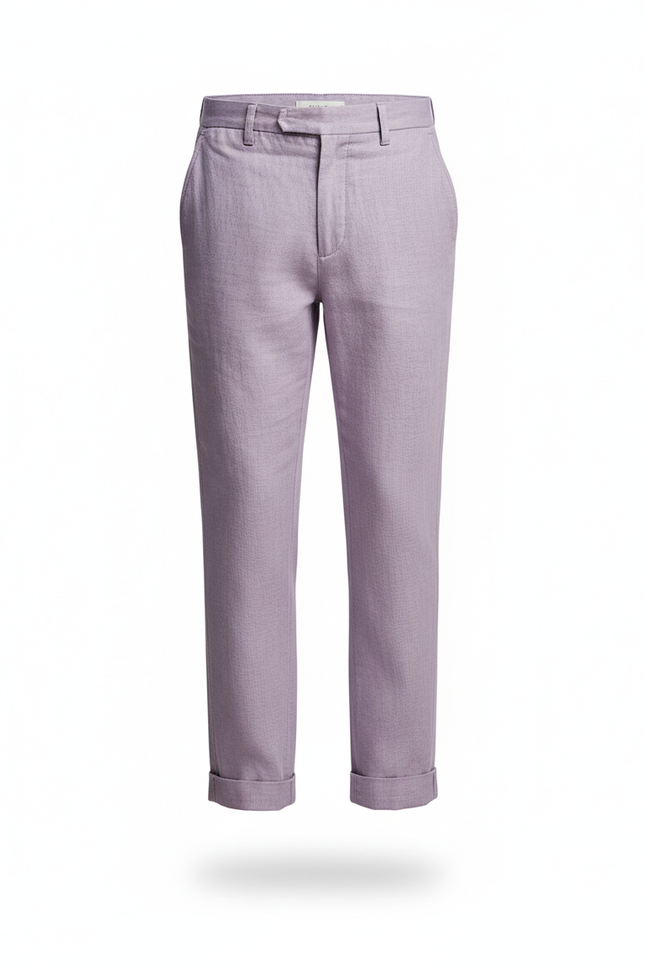 Pantalon En Lin Violet Droit Enfant Élégant Décontracté - vue 3