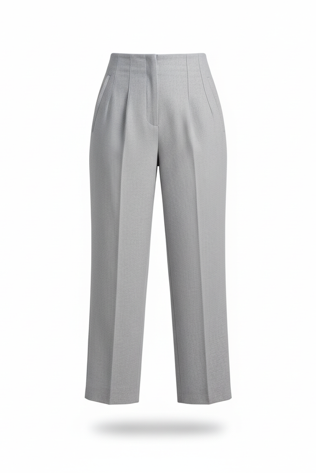 Pantalon En Lin Gris Clair Coupe Droite Élégant Femme - vue 3
