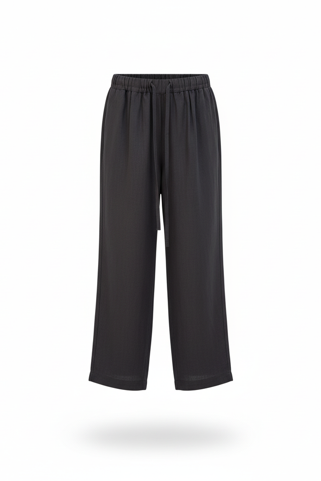 Pantalon En Lin Gris Ample Décontracté Cordon Enfant - vue 3