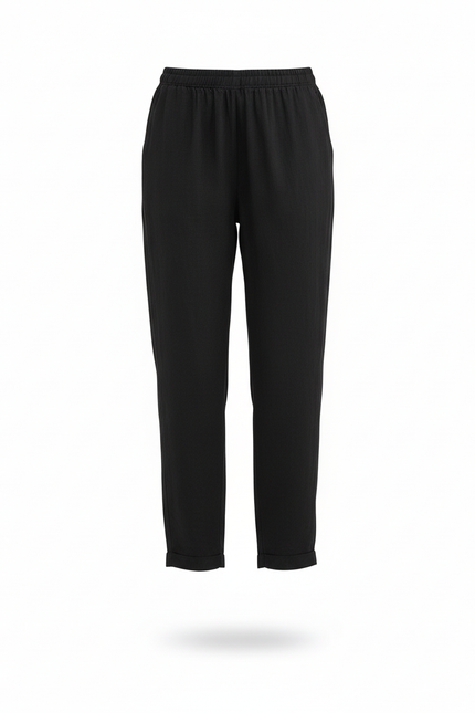 Pantalon En Lin Noir Ample Décontracté Harem Femme - vue 3