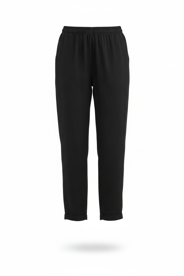 Pantalon En Lin Noir Ample Décontracté Harem Femme - vue 3