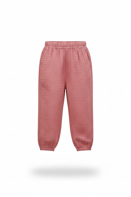 Pantalon En Lin Rose Plissé Ample Fille Léger - vue 3