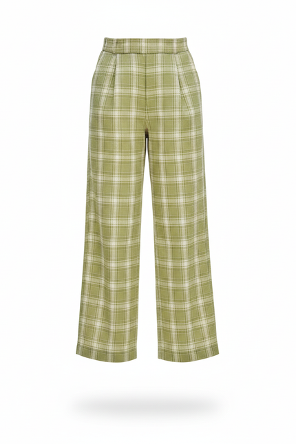 Pantalon En Lin Vert Ample Carreaux Décontracté Enfant - vue 3