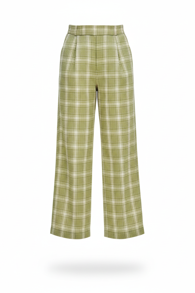 Pantalon En Lin Vert Ample Carreaux Décontracté Enfant - vue 3