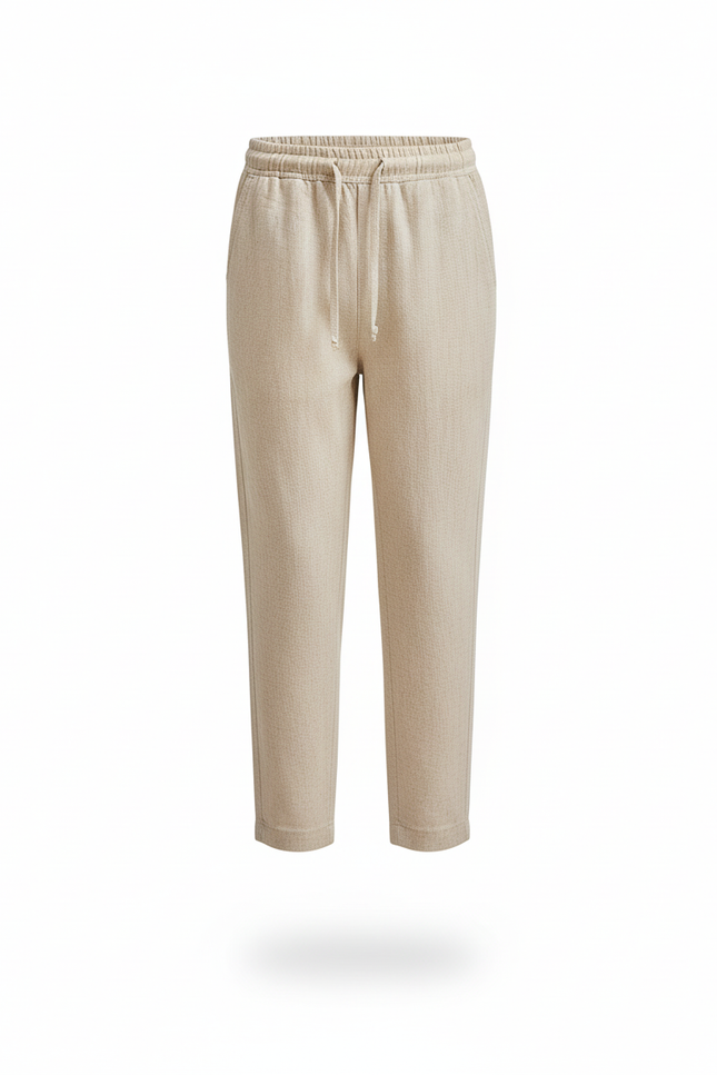 Pantalon En Lin Beige Coupe Droite Décontracté Enfant - vue 3