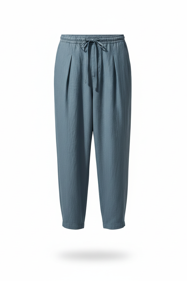 Pantalon En Lin Bleu Ample Décontracté Homme Moderne - vue 3