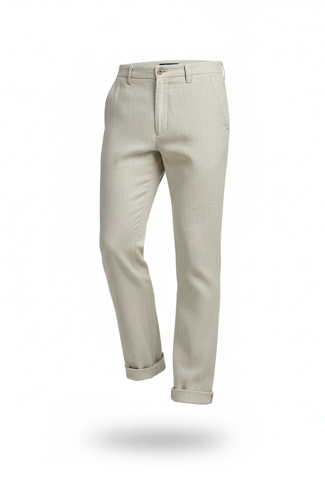 Pantalon Slim En Lin - Beige - vue 3