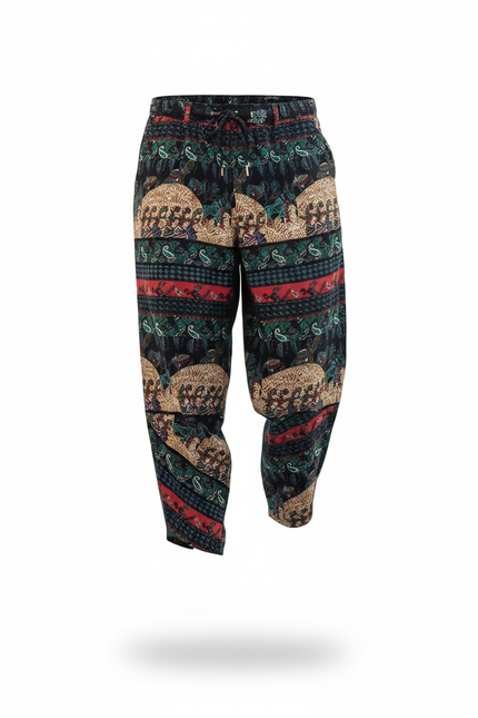 Pantalon En Lin Harem Imprimé Éléphants Ethnique Homme - vue 3