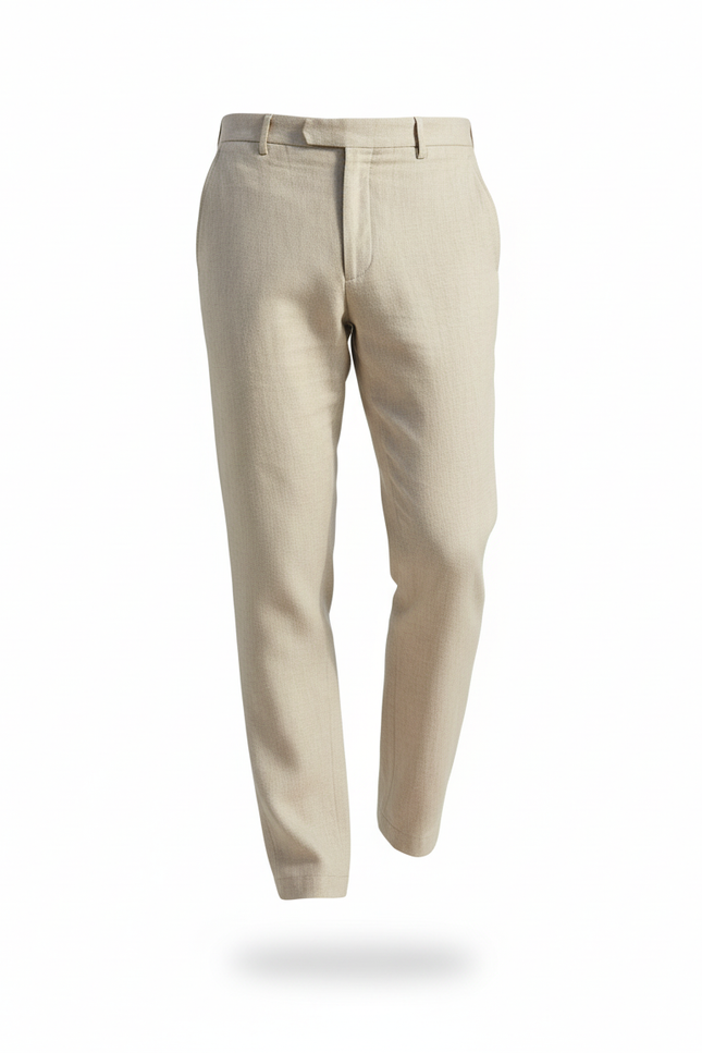 Pantalon En Lin Homme Beige Droit Confortable Décontracté - vue 3