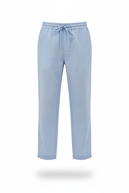 Pantalon En Lin Bleu Ciel Garçon Cordon Décontracté - vue 3