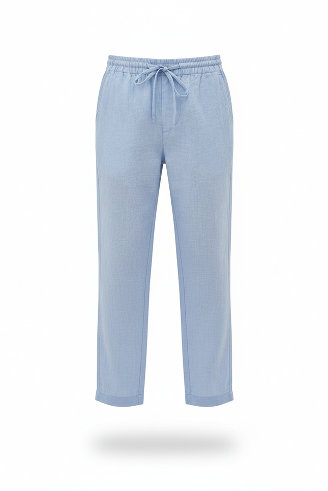 Pantalon En Lin Bleu Ciel Garçon Cordon Décontracté - vue 3