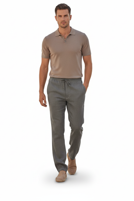 Pantalon Homme Lin Et Coton - Gris - vue 3
