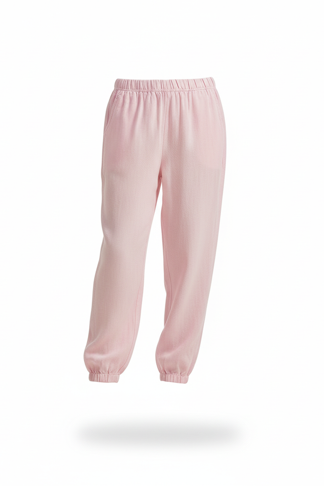 Pantalon En Lin Rose Clair Ample Enfant Léger Fluide - vue 3