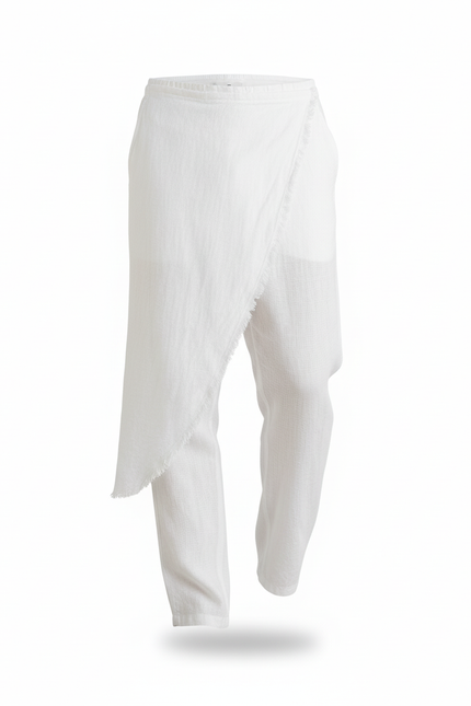 Pantalon En Lin Homme Blanc Ample Décontracté Léger Plissé - vue 3