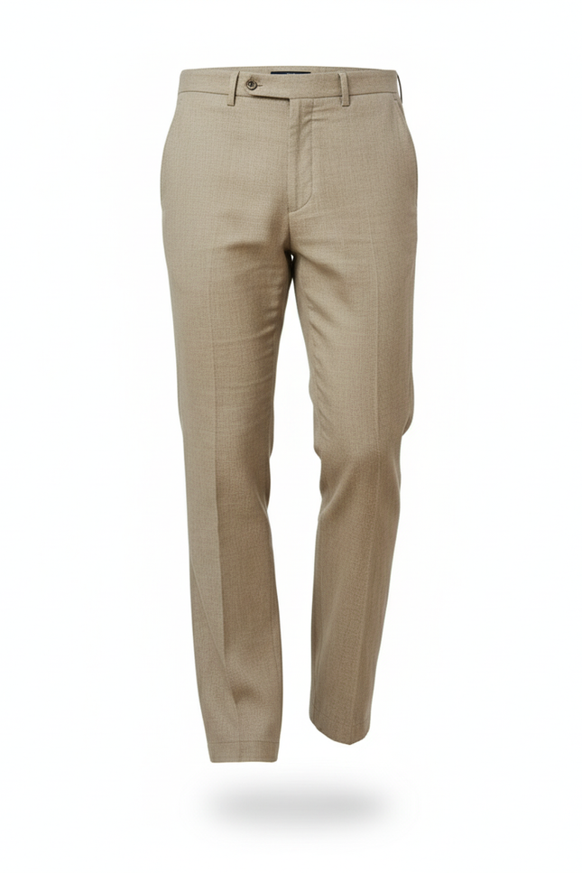 Pantalon En Lin Homme Coupe Droite Élégant Beige Clair - vue 3