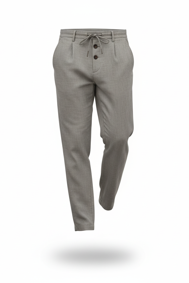Pantalon En Lin Gris Clair Ample Cordon Léger Décontracté - vue 3