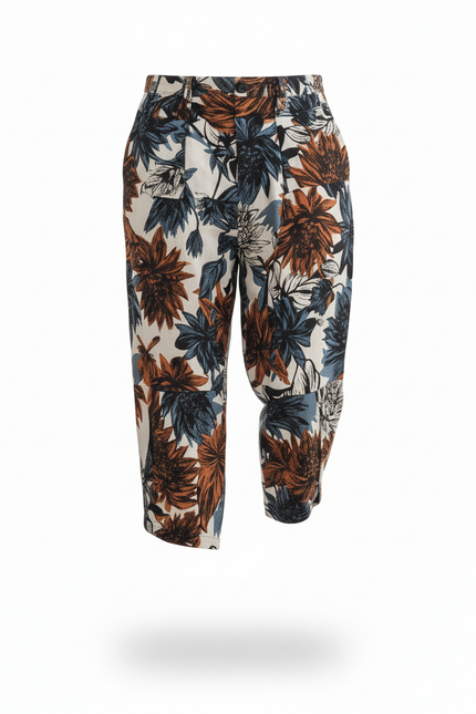 Pantalon En Lin Imprimé Fleuri Harem Ample Décontracté Homme - Multicolore - vue 3