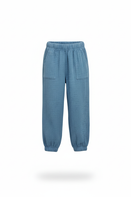 Pantalon En Lin Bleu Gaze Ample Confortable Enfant - vue 3