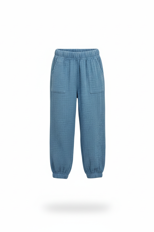 Pantalon En Lin Bleu Gaze Ample Confortable Enfant - vue 3