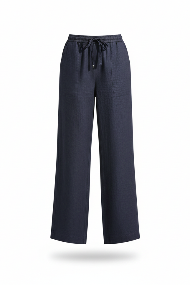Pantalon Lin Femme Marine - vue 3