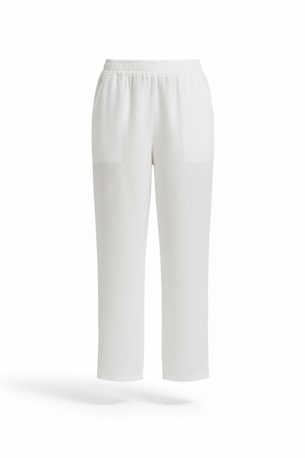 Pantalon Style Lin - Blanc - vue 3
