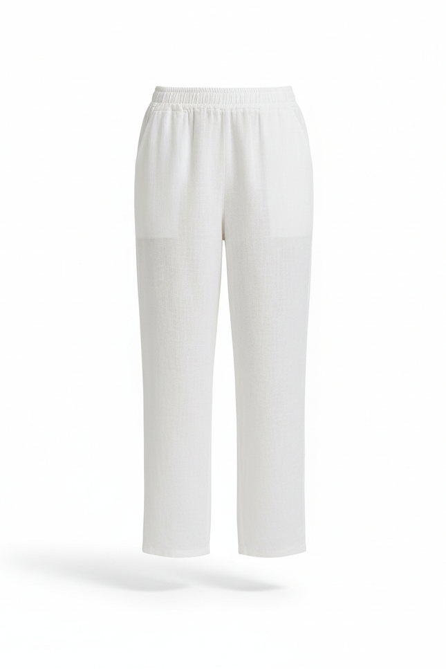 Pantalon Style Lin - Blanc - vue 3