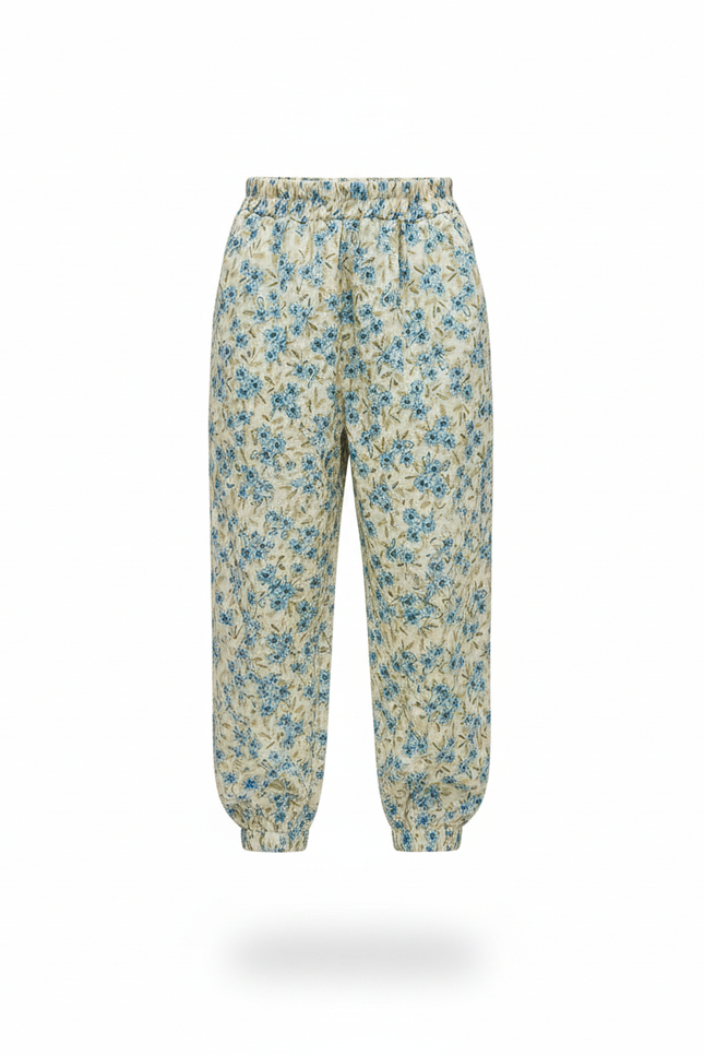 Pantalon En Lin Ample Imprimé Floral Élastique Enfant - vue 3