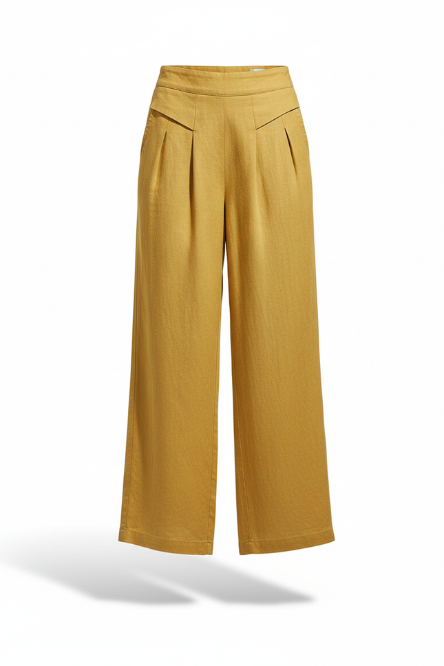 Pantalon Été Femme Lin - Jaune - vue 3