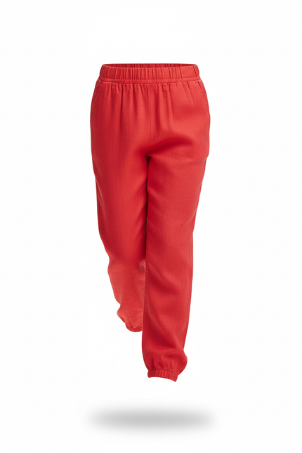 Pantalon En Lin Rouge Enfant Ample Fluide Léger - vue 3