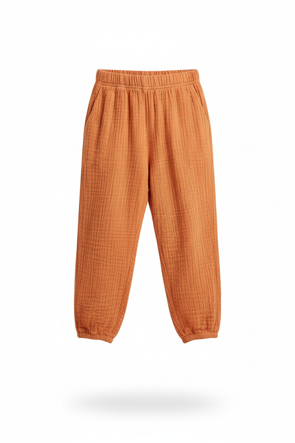 Pantalon En Lin Orange Harem Coton Respirant Enfant - vue 3
