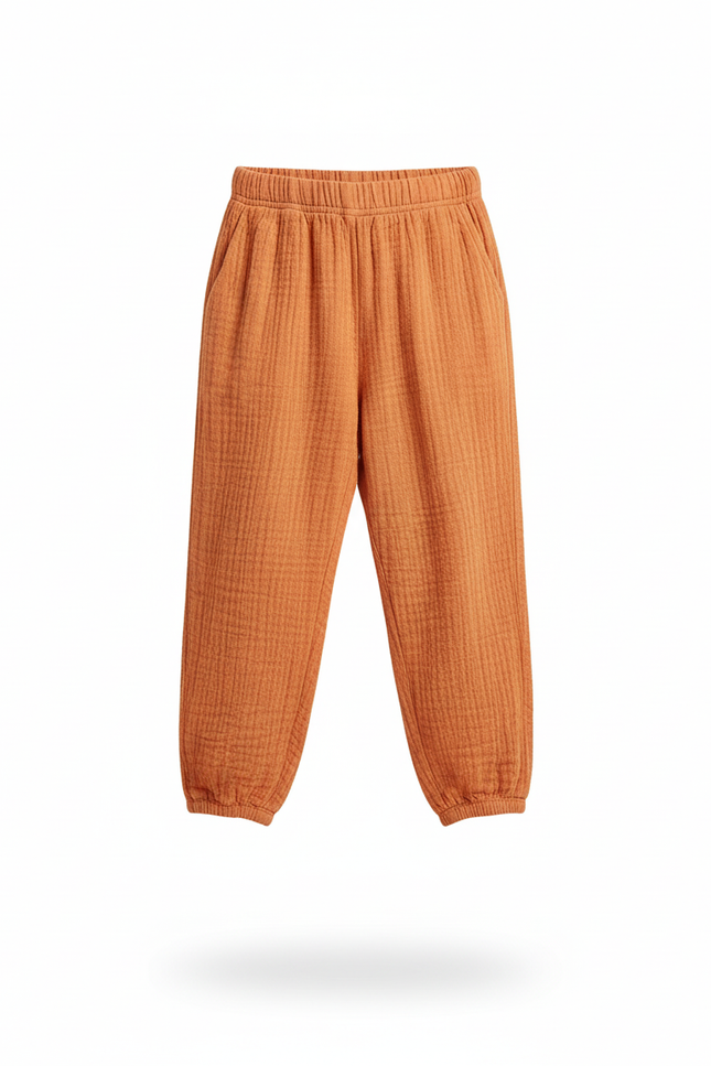 Pantalon En Lin Orange Harem Coton Respirant Enfant - vue 3