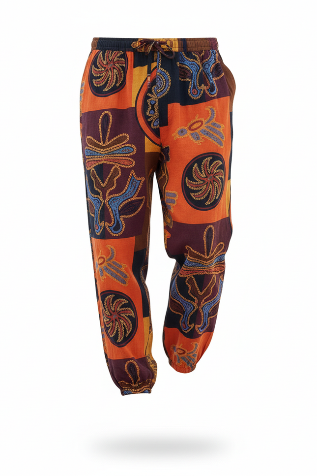 Pantalon En Lin Ethnique Ample Imprimé Harem Décontracté - Multicolore - vue 3