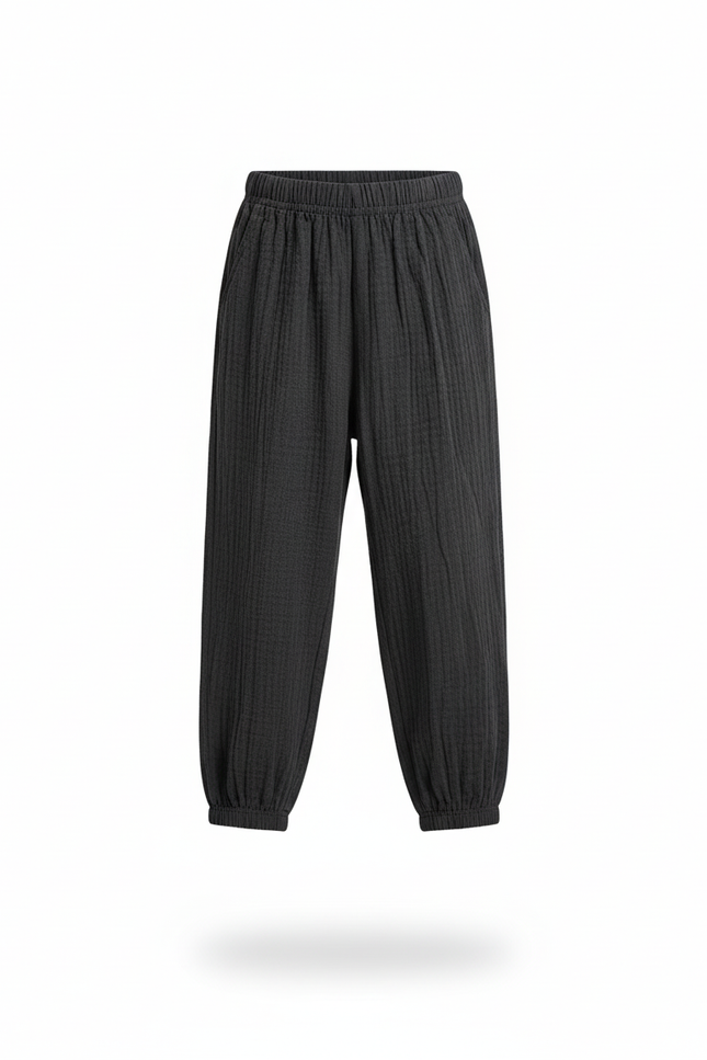 Pantalon En Lin Noir Enfant - vue 3