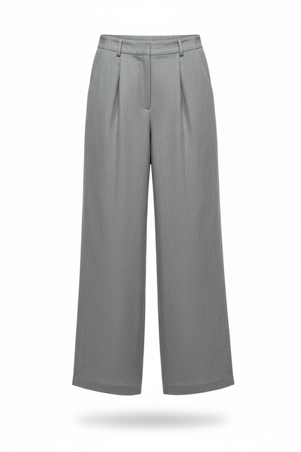 Pantalon En Lin Gris Ample Décontracté Fluide - vue 3