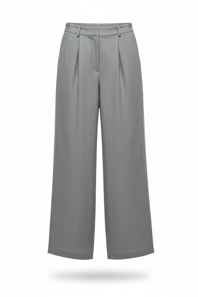 Pantalon En Lin Gris Ample Décontracté Fluide - vue 3