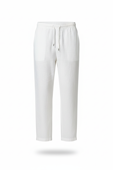 Pantalon En Lin Blanc Homme Ample Décontracté Plage - vue 3