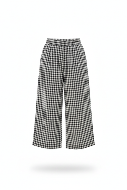 Pantalon En Lin Carreaux Vichy Ample Décontracté Enfant - Imprimé - vue 3