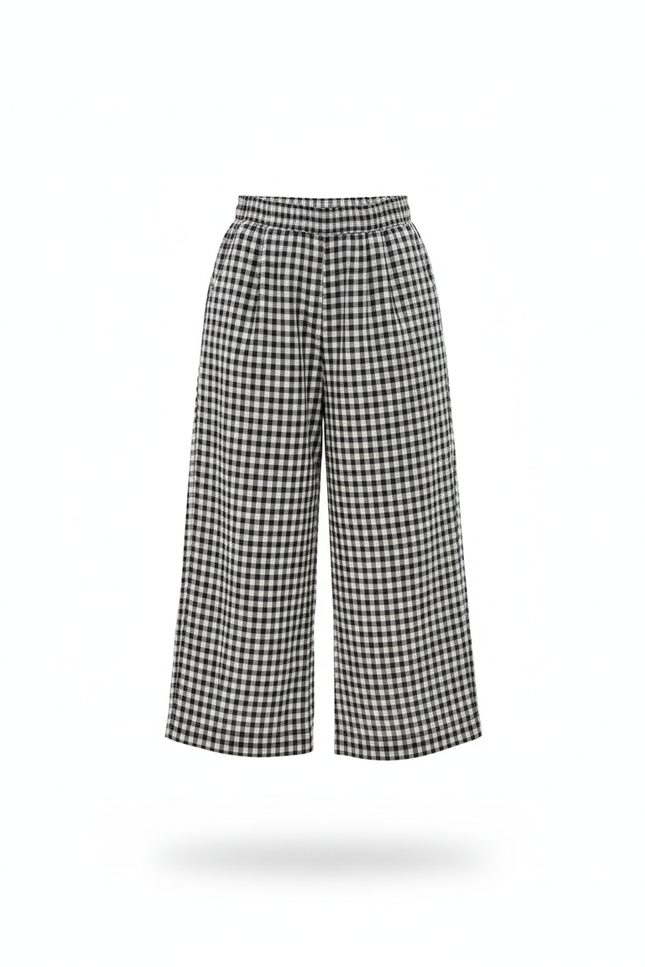 Pantalon En Lin Carreaux Vichy Ample Décontracté Enfant - Imprimé - vue 3