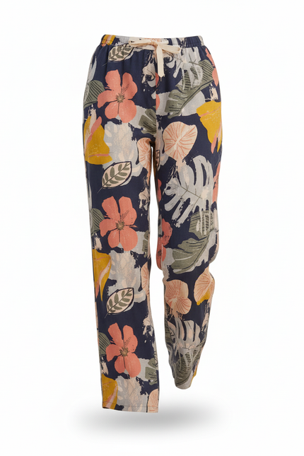 Pantalon En Lin Imprimé Fleuri Ample Estival Femme - vue 3