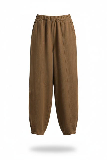 Pantalon En Lin Marron - Kaki - vue 3