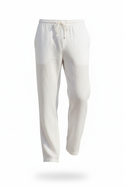 Pantalon Blanc Homme Lin Coton - vue 3