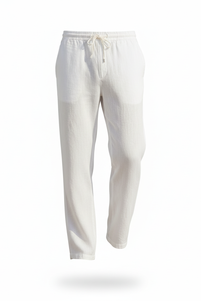 Pantalon Blanc Homme Lin Coton - vue 3