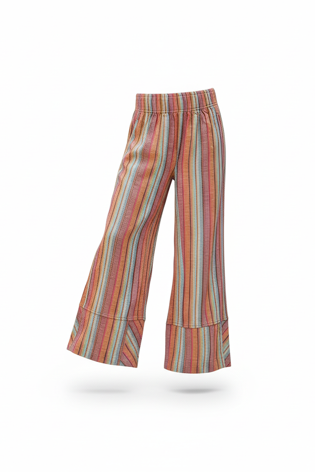 Pantalon En Lin Rayé Ample Fluide Multicolore Enfant - vue 3
