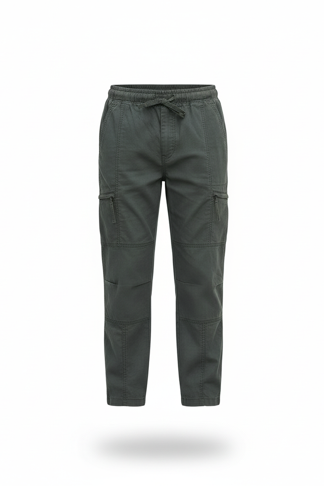 Pantalon En Lin Kaki Cargo Enfant Décontracté Droit - vue 3